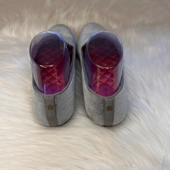 BIRDIES The Starling Grey Velvet Flat Shoes